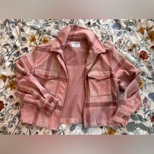 Old Navy Pink Plaid Cropped Shacket Jacket XS Petite